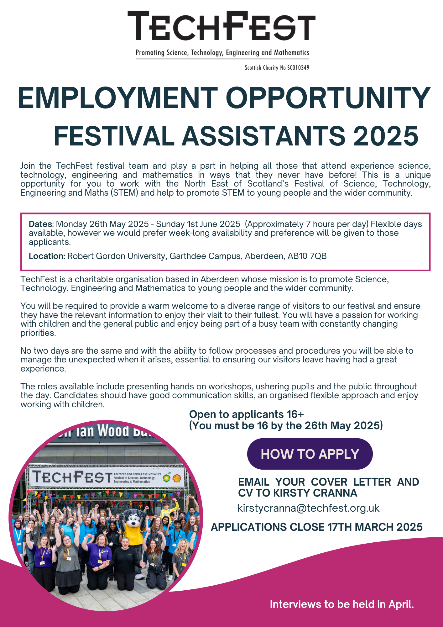 Festival Assistants 2025 Advert 