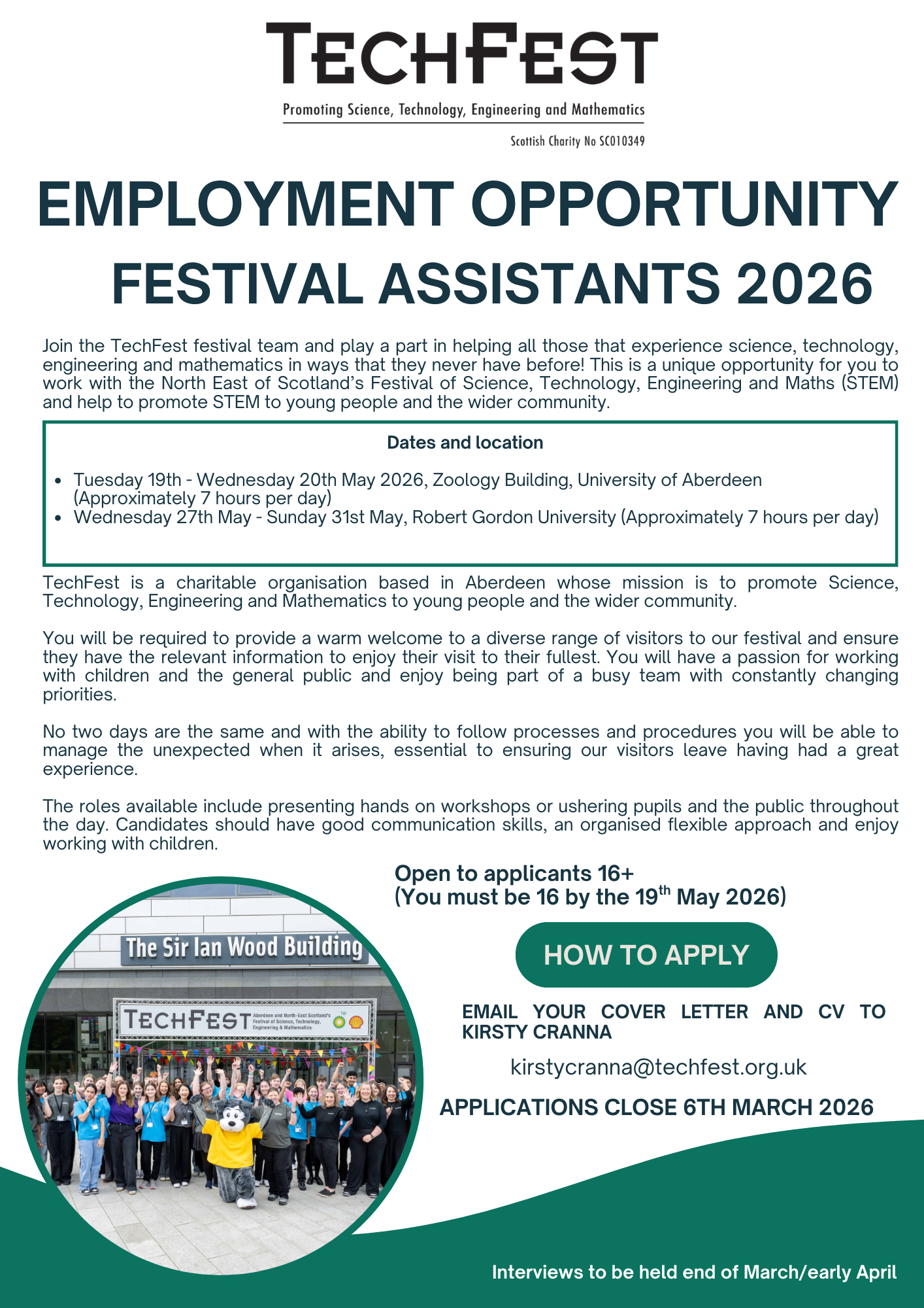 Festival Assistants 2026 Advert1